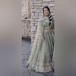 Elegant Green Embroidered Lehenga